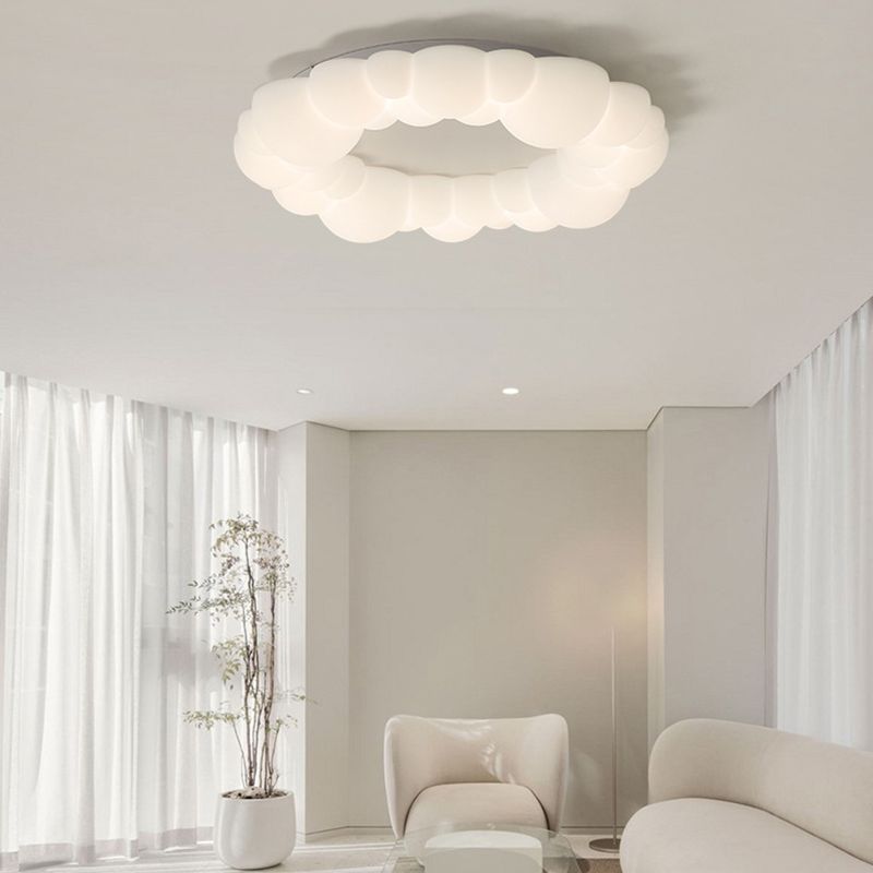 LED Modern Metal Flush Mount Cloud Shape Ceiling Lamp with Plastic Shade for Living Room