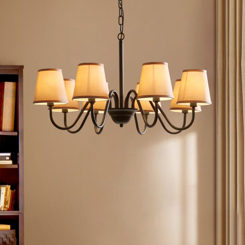 Multi-head hangende verlichtingsarmaturen Amerikaanse stijl kroonluchter hanglamp met stofschaduw