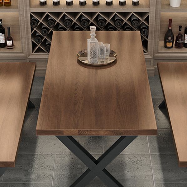 Industrial  1/3/4/5 Pieces Dining Set Rectangle Pine Wood Dining Table for Dining Room