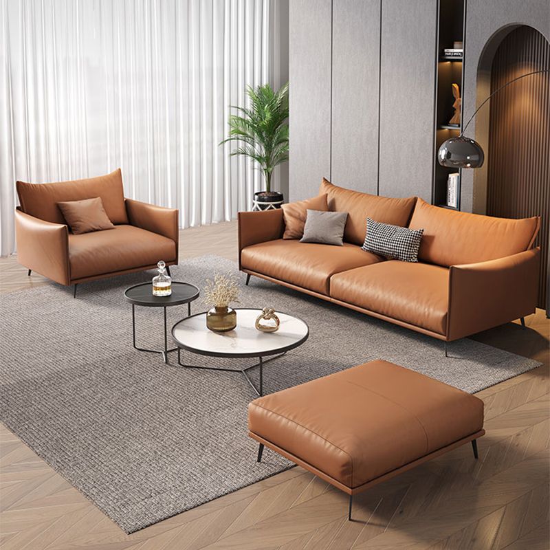 Contemporary Tuxedo Arm Sofa Standard Sofa with 2 Pillows for Living Room