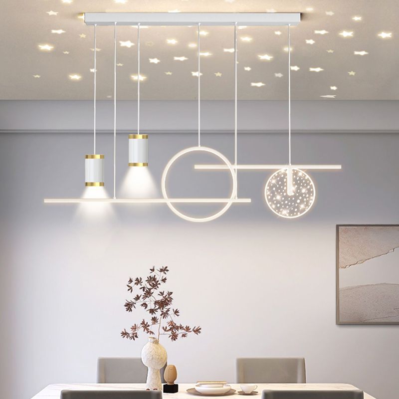 Modern Simple Metal Hanging Lamp Circle Shape Island Light Fixture for Living Room