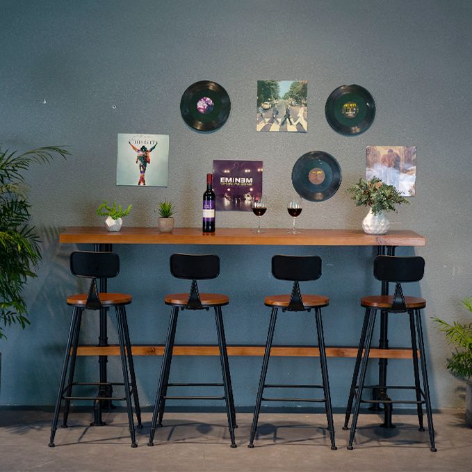 Industrial Bar Table Set 1/9 Pieces Counter Set with Black Base