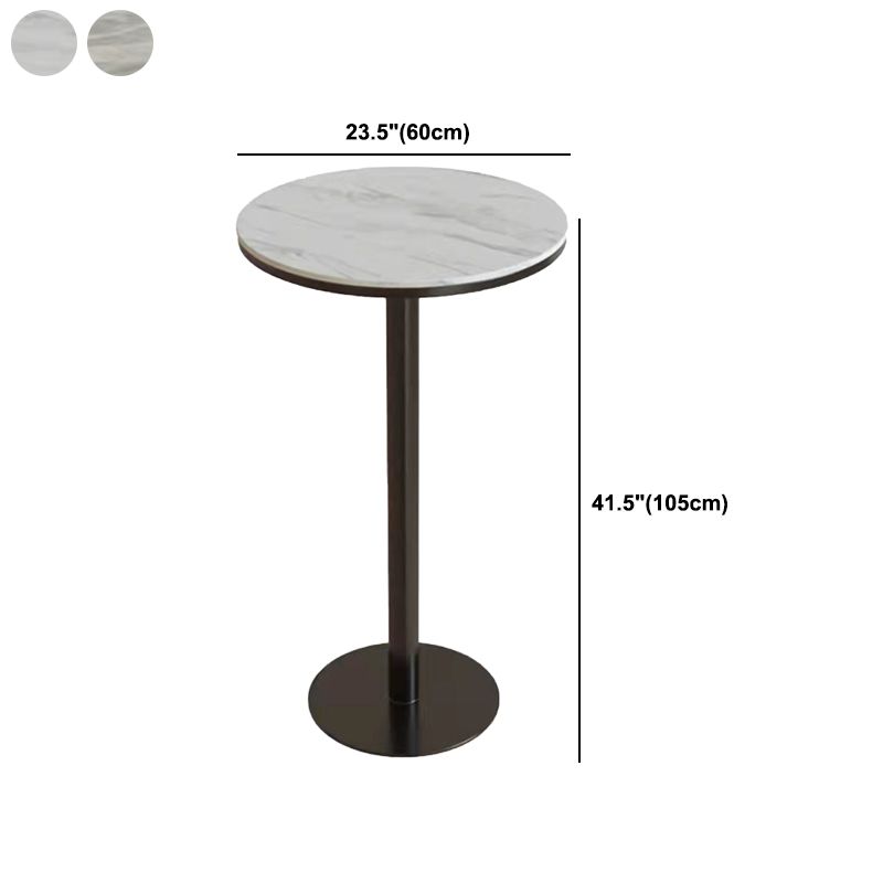 Industrial Round Bar Table Set 1/2/3 Pieces Stone Counter Table with Solid Back Stools