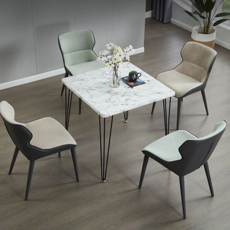 Square Sintered Stone Three-Color Dining Table Industrial 4 Legs Table for Dining Room