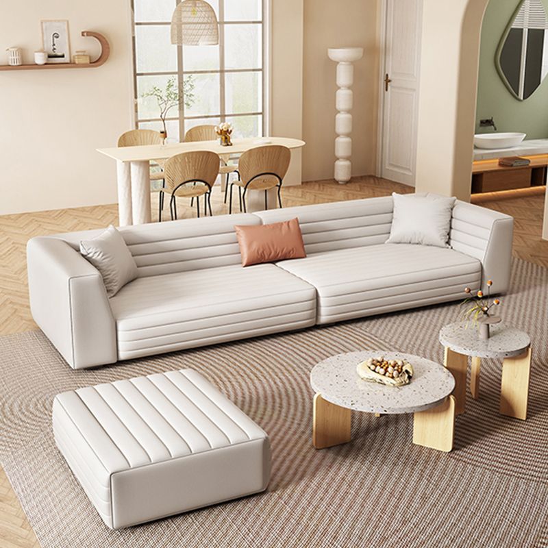 Contemporary Standard Tight Back Square Arm Sofa Couch in White
