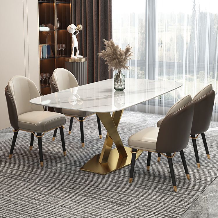 Modern Kitchen Stone Furniture Set 1/4/5/7 Pieces with Upholstered Side Chairs