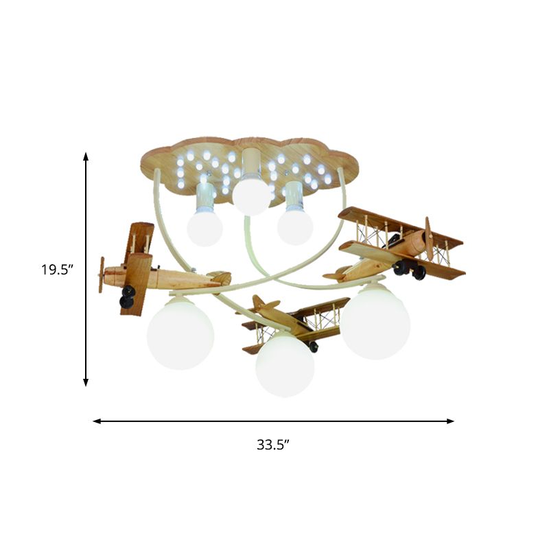 Modern Vivid Glider Ceiling Light 6 Lumières Metal Semi-Flush Mount Light for Baby Bedroom