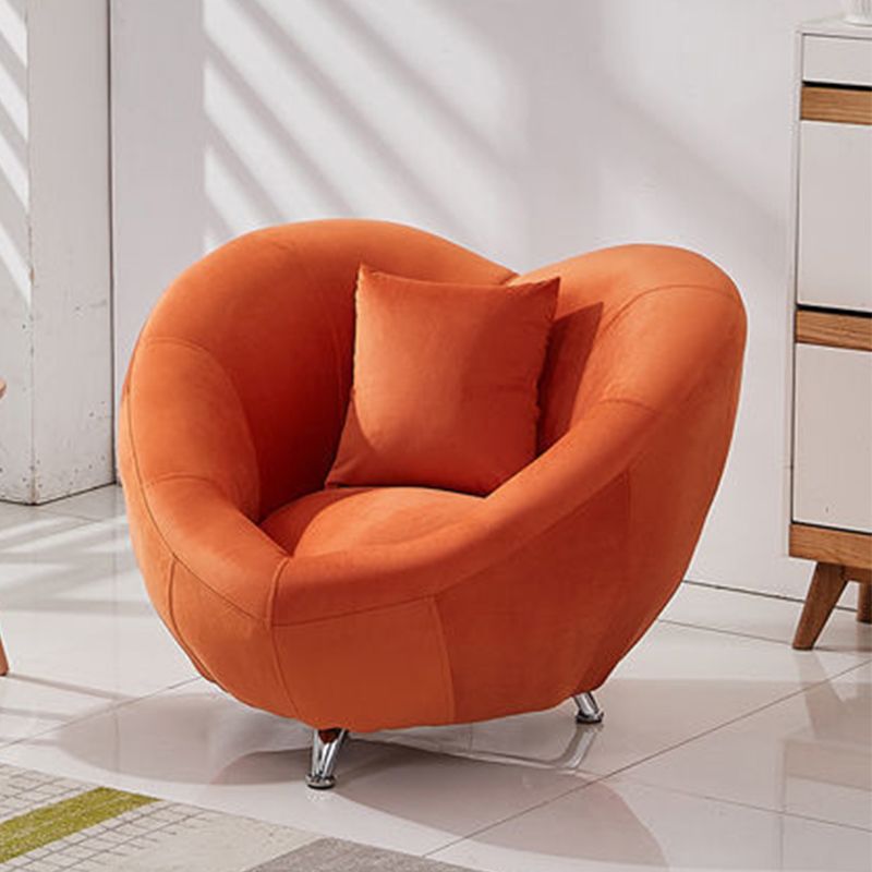 Velvet Barrel Chair 37.40" L x 31.49" W x 29.13" H Solid Wood Frame Barrel Accent Chair