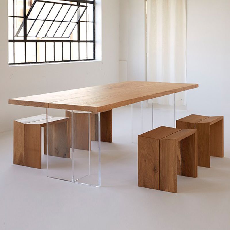 Modern Rectangle Wood Dining Table 1/2/5 Pieces Dining Set for Dining Room