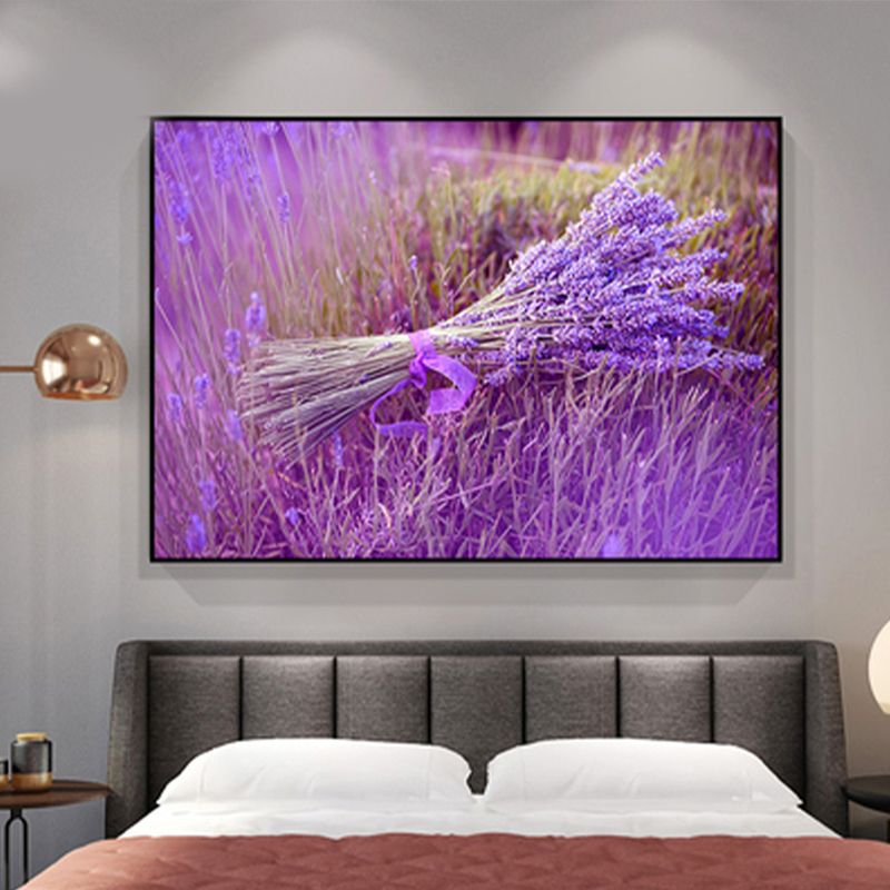 Contemporary Photo Lavender Wall Art Canvas Textured Pastel Wall Decor for Bedroom