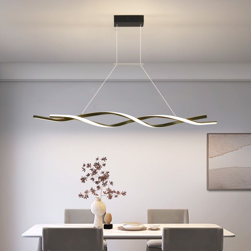 Modern Metal Island Light armatuur Lineair Restaurant Hanglamp met 2-head met acrylschaduw