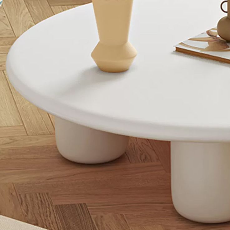 Round Wood Simple Coffee Table Nordic 4 Legs Cocktail Table - 13.8" H