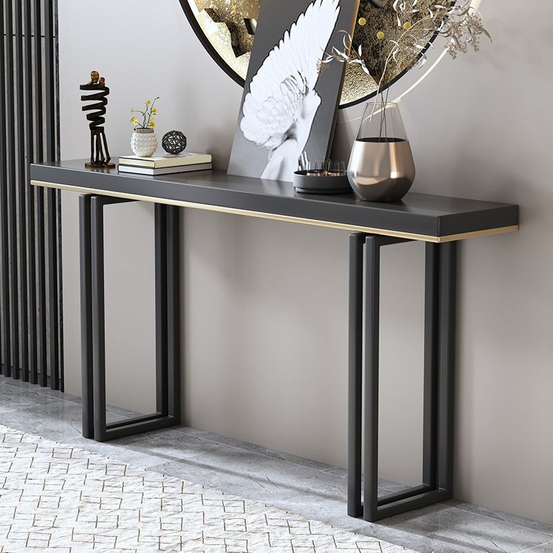 Modern Rectangular Console Table Stone Console Sofa Table in Black