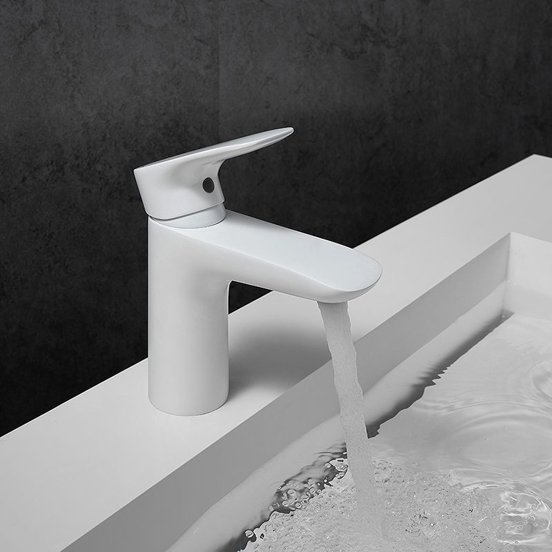 Modern Lever Handles Sink Faucet White Brass Bathroom Sink Faucet