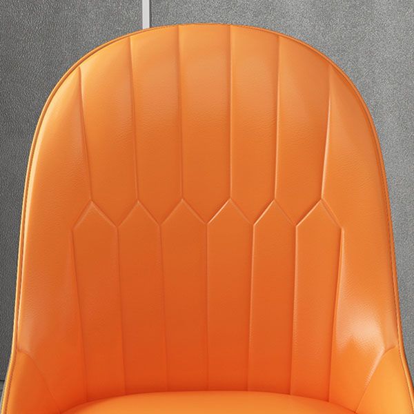Scandinavian Style Arm Solid Back Dining Side Chair Leather Dining Chair