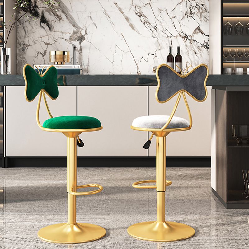 Scandinavian Design Upholstered Bar Stools with Fabric Round Stools with Footrest