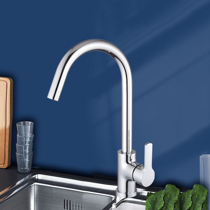 Contemporary Faucet Copper Single Handle High Arc Faucet for Kitchen