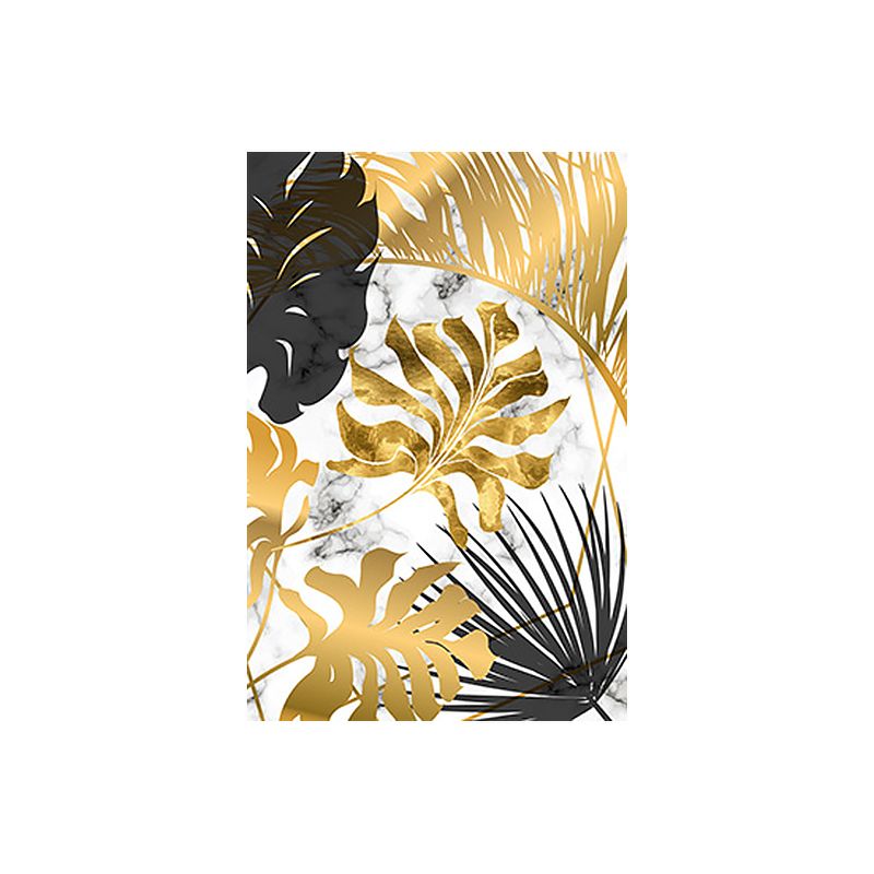 Gold Botanical Leaves Painting Textured Wall Art Decor for Bedroom, Multiple Sizes