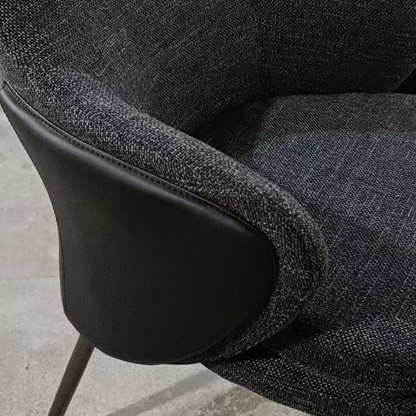 Fabric Dining Chairs Nordic Style Parsons Arm Chair with Black Legs