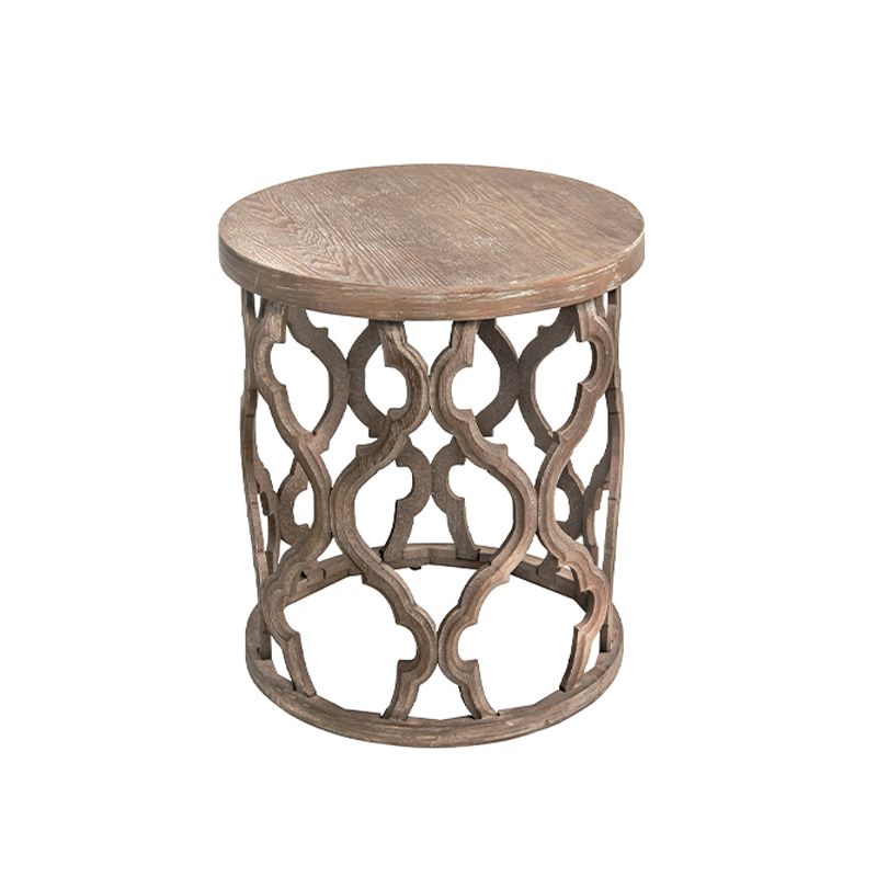 Rustic Style Antique Pedestal Coffee Table Round Wood Cocktail Table