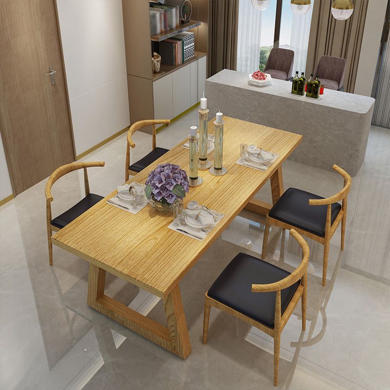 Modern Style Dining Table Rectangle Solid Wood Dining Table with Sled Base