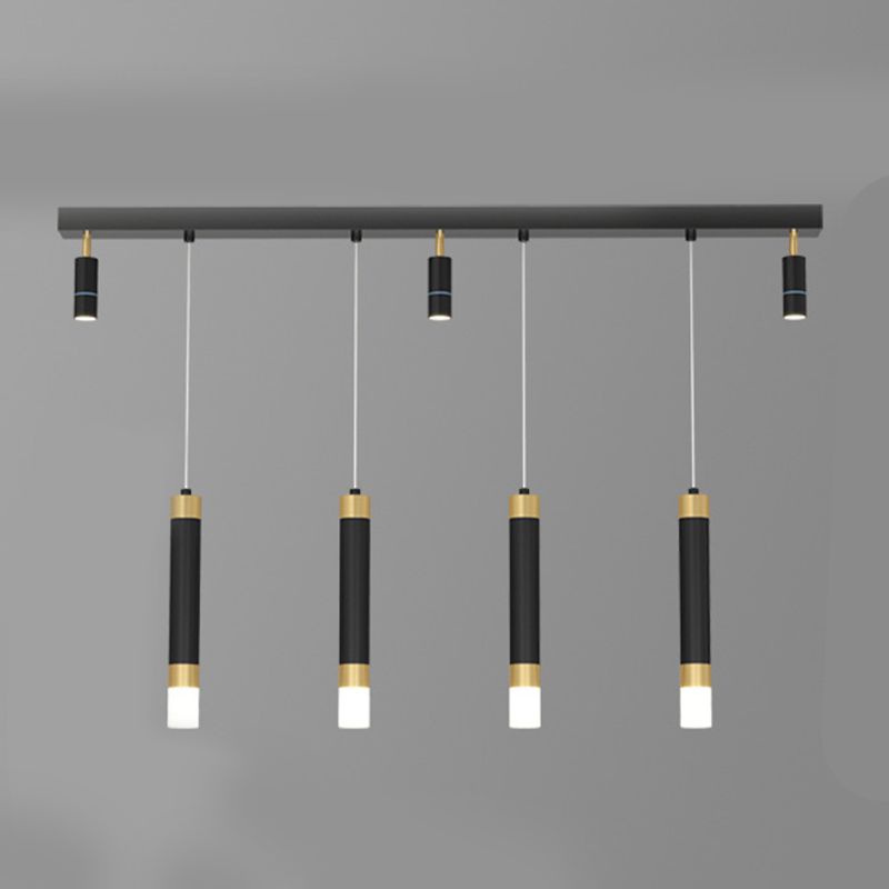Metal Linear Hanging Lamps Simplicity Pendant Light Fixture in Black
