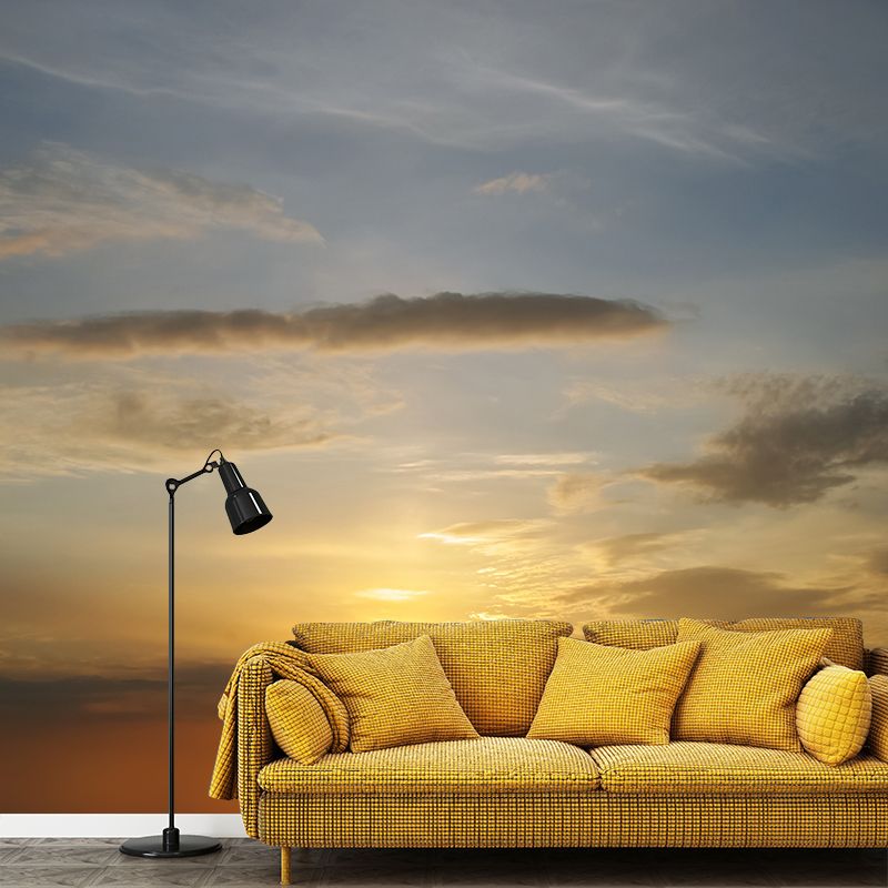 Splendid Evening Glow Mural Wallpaper for Living Room, Dark Color, Personalized Size