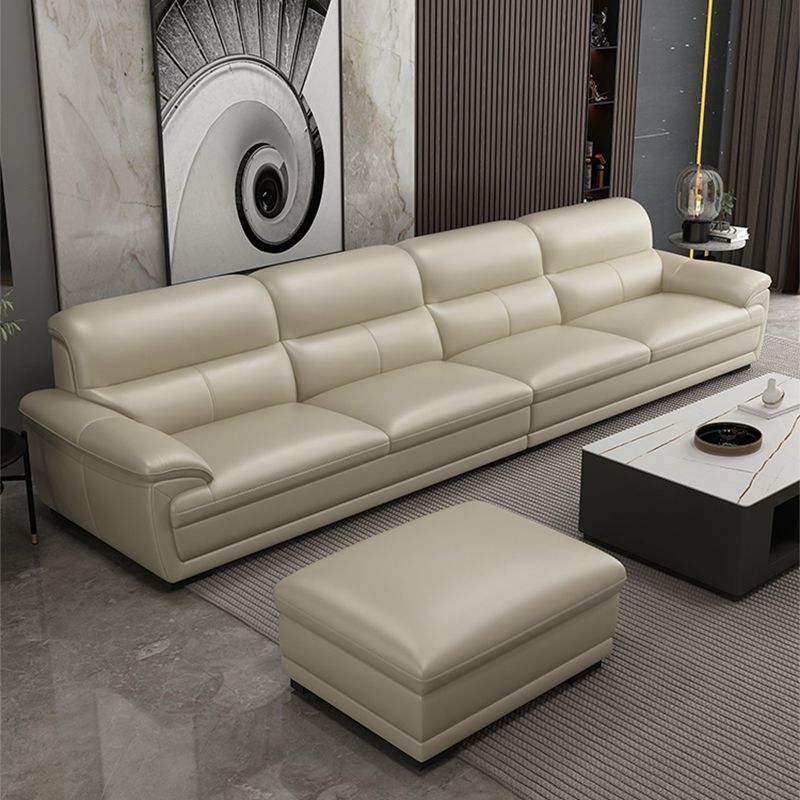 Leather Pillow Top Arm Sectional Sofa 36.22"High Cushion Back Sofa,Beige