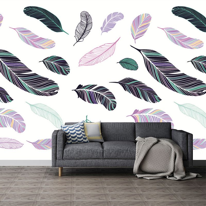 Feathers Pattern Murals Contemporary Waterproofing Home Wall Covering, Personalised Size