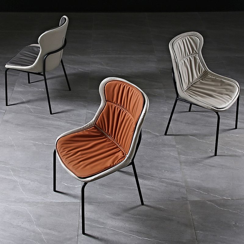 Industrial PU Leather Dining Chairs Solid Back Chair for Home