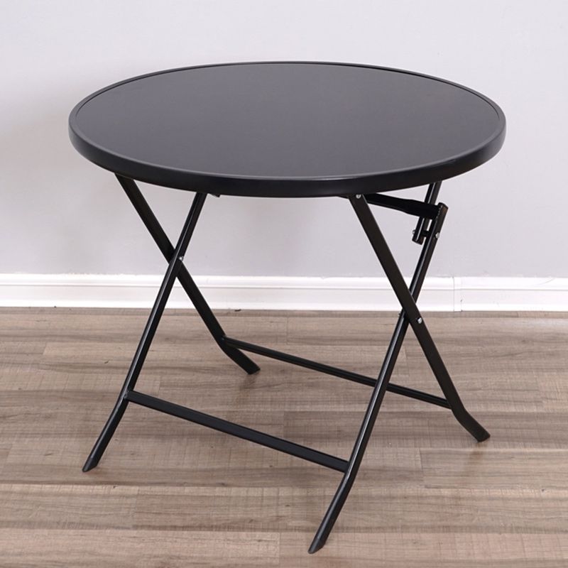 Water Resistant Bistro Table Industrial Glass Top Rust Resistant Table