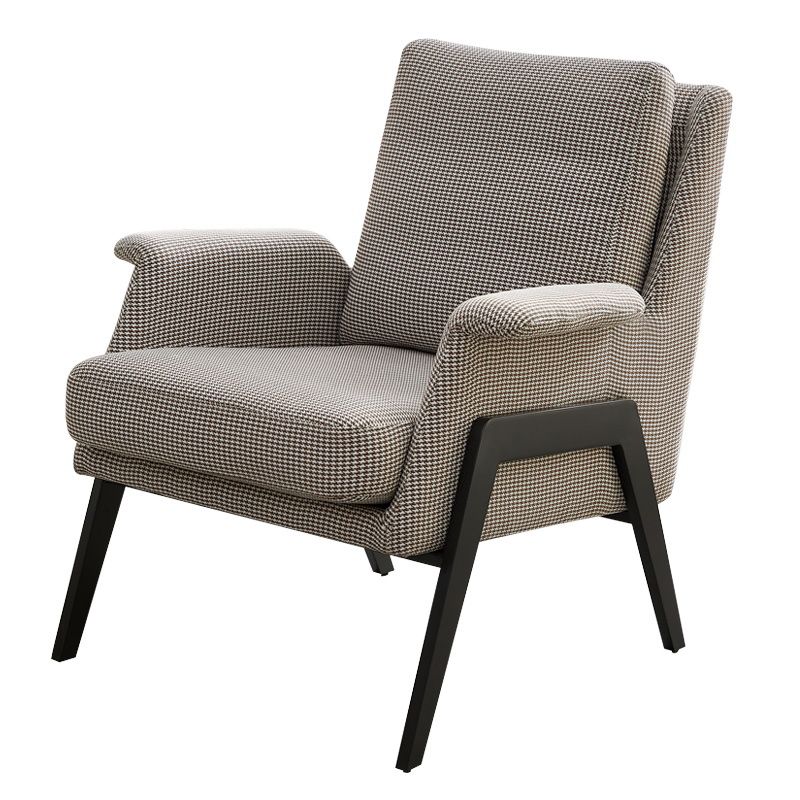 Mid-Century Modern Accent Armchair in Linen Blend/Faux Leather