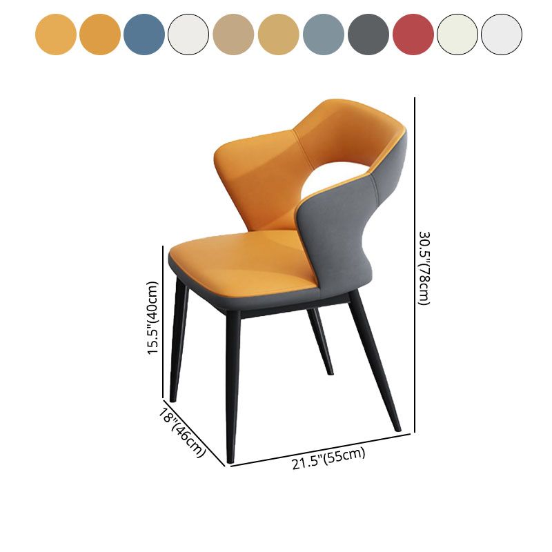 Silla de comedor tapizada casera contemporánea con respaldo abierto y acabado mate