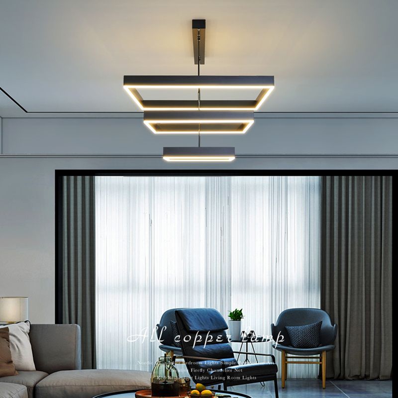 Mehrere Quadrate Pendelleuchte moderne Kronleuchter Lichter Metallkronleuchter für Wohnzimmer