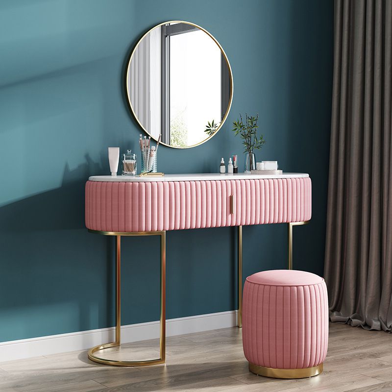 Glam Marble Top Vanity Table 30.15" H Makeup Dressing Table Set