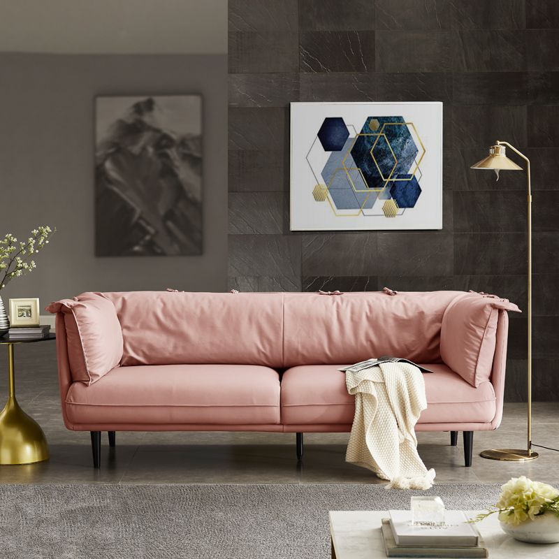 Modern Faux Leather Standard Settee Tuxedo Arm Sofa for Living Room