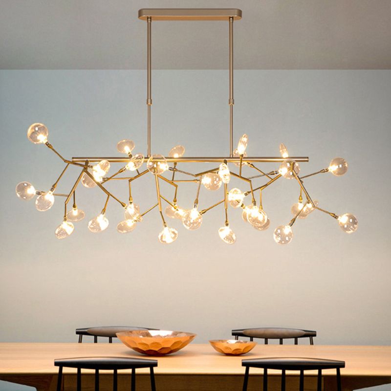 Firewcord Shape Island Lights Modern Style Acrylic Metal Chandelier Lights For Dining Room