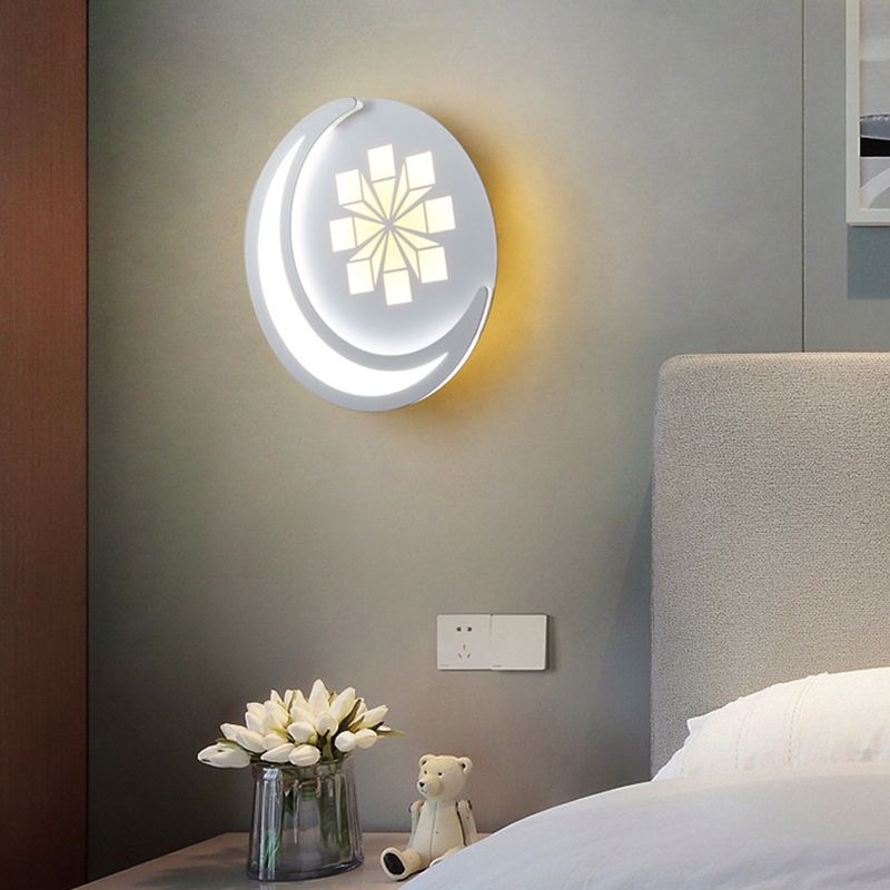 Round Wall Sconce Light Modern 1-Light LED Wall Mount Light for Living Room