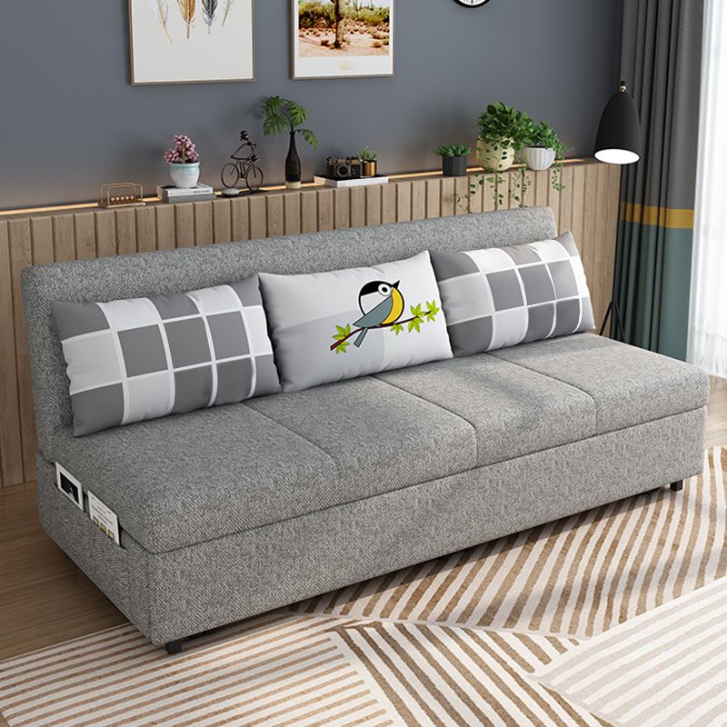 Contemporary Armless Cotton Blend Sofa Bed in Grey with Storage