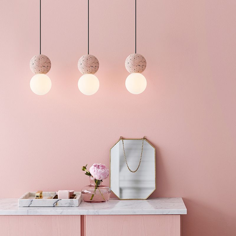 1 Light Stone Pendant Light Modern Minimalist Suspension Lighting for Bedroom