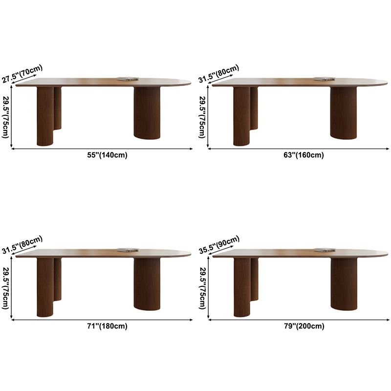 Free Form Pinewood Brown Tone Dining Table Simplicity 3 Legs Table for Dining Room