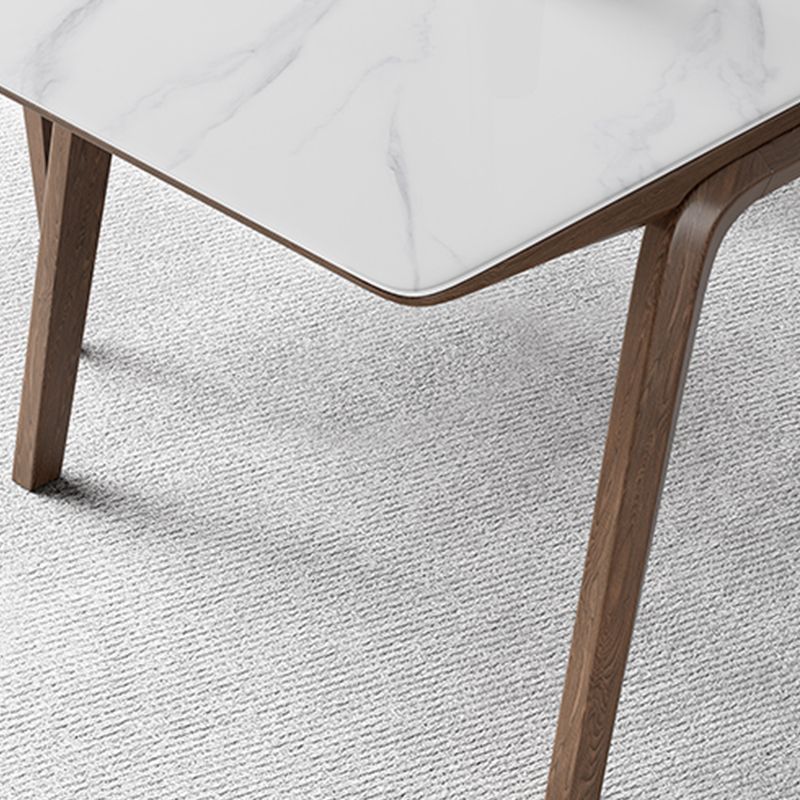 Medieval Modern Sintered Stone Table Rectangle Table with Wooden 4 Legs