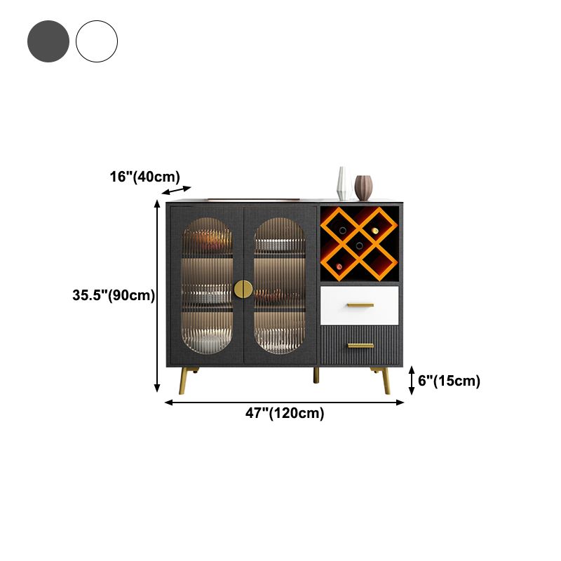 2-Drawer Engineered Wood Sideboard Glam Stone Countertop Credenza with Lamp for Restaurant