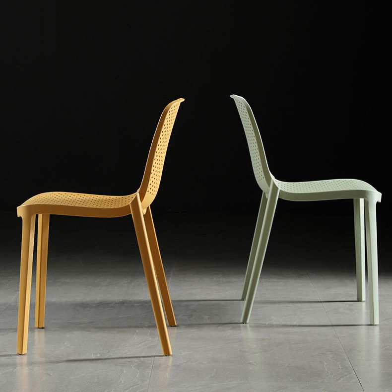 Home Contemporary Side Chair Solid Back Plastic Stackable Dining Room Chair