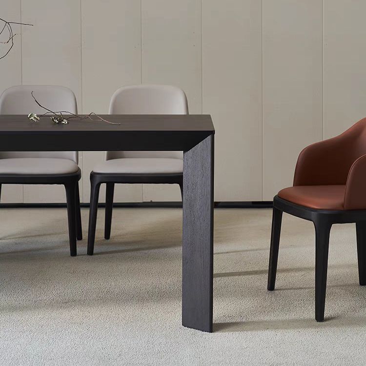 Mesa moderna de madera de fresno en negro para mesa de comedor rectangular de restaurante con 4 patas