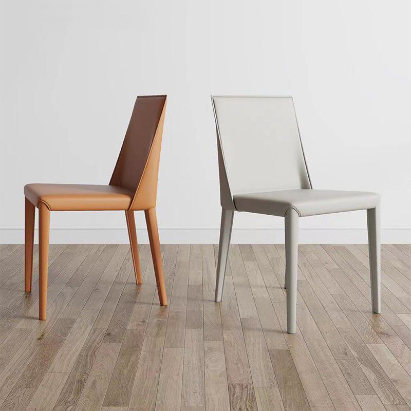 Contemporary Low Back Dining Chairs Faux Leather Armless Side Chair