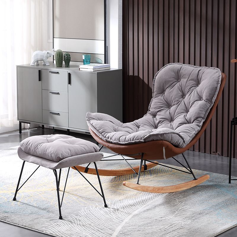 Living Room Luxury Leisure Chair Wood Frame Base Relaxing Lazy Rocking Chairs