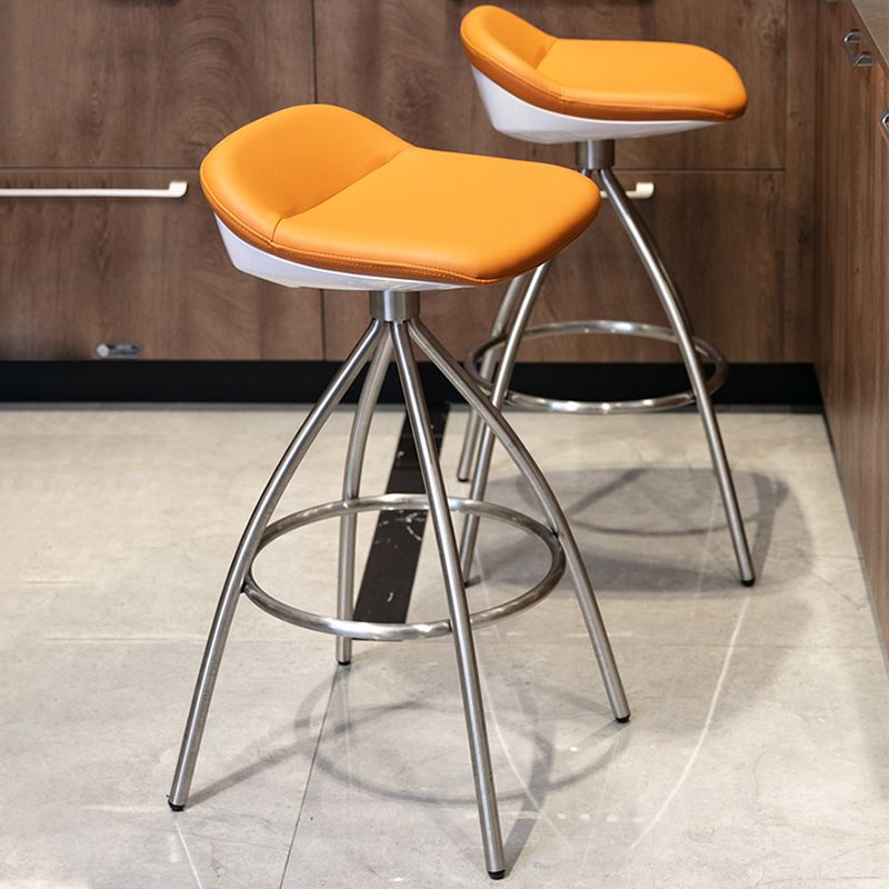 Contemporary Style Faux Leather Barstool Low Back Counter Bar Stool for Home
