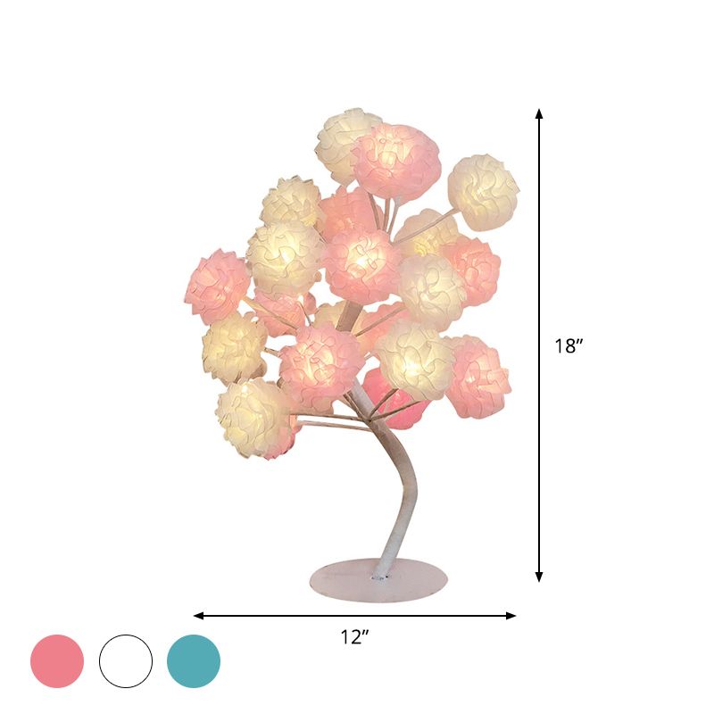 Fabric Floral Night Light Art Deco Led Night -stand Lamp en blanco/rosa/azul con diseño de ramificación para sala de estar