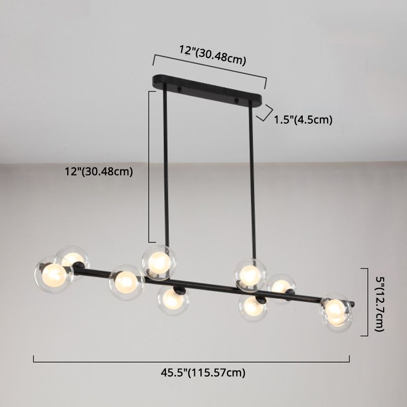 Orb Glass Shade Island Light Fixture Modern Style Metal Hanging Ceiling Lamp for Kitchen Dining Room